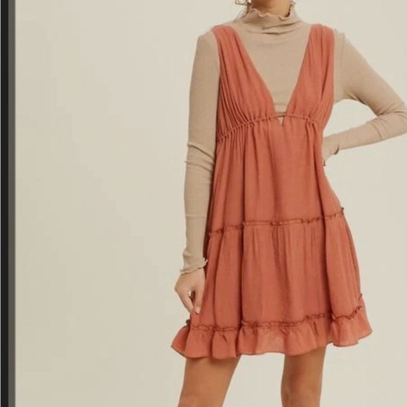 Whislist Dresses & Skirts - Babydoll Tiered Mini Dress Rust large